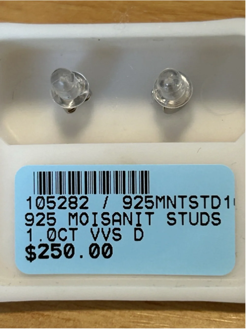Moissanite Stud Earrings Silver Back 1.0 CT. Size RS 5.0mm Color D